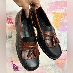 WEEJUNS by G.H. Bass Setta Black & Brown Tassel Kiltie Loafer Womens 8 Leather